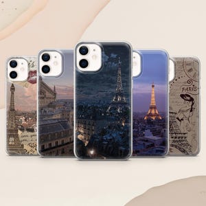 Paris Phone Case Eiffel Tower Romantic Travel for iPhone 16E, 15, 14, 13, 12 Samsung S25, S24Fe, S23, A56, A15 Pixel 9A, 9Pro XL, 8Pro