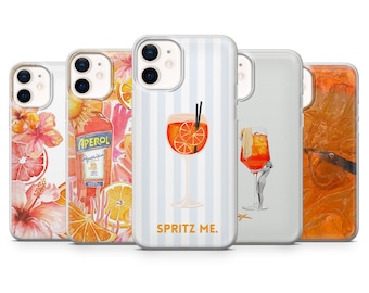 Aperol Spritz Phone case Summer Cocktail for iPhone 17, 16E, 15, 14, 13, 12 Samsung S25, S24Fe, S23, A56, A15 Pixel 9A, 9Pro XL, 8A, 8Pro