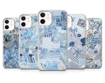 Baby Blue Aesthetic Phone case Soft Girl for iPhone 17, 16E, 15, 14, 13, 12 Samsung S25, S24Fe, S23, A56, A15 Pixel 9A, 9Pro XL, 8A, 8Pro