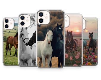 Equestrian Phone Case Horse Lover Animal Print for iPhone 17, 16E, 15, 14, 13, 12 Samsung S25, S24Fe, S23, A56, A15 Pixel 9A, 9Pro XL, 8Pro