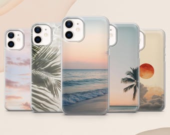Beach Aesthetic Phone case Tropical Sunset for iPhone 17, 16E, 15, 14, 13, 12 Samsung S25, S24Fe, S23, A56, A15 Pixel 9A, 9Pro XL, 8A, 8Pro