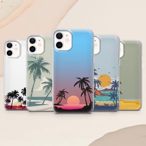 Palm Tree Beach Phone case Tropical Sunset for iPhone 16E, 15, 14, 13, 12 Samsung S25, S24Fe, S23, A56, A15 Pixel 9A, 9Pro XL, 8A, 8Pro, 7A