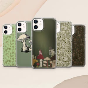 Cottagecore Mushroom Phone case Fungi Whimsical for iPhone 16E, 15, 14, 13, 12 Samsung S25, S24Fe, S23, A56, A15 Pixel 9A, 9Pro XL, 8A, 8Pro