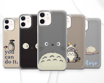 Totoro Phone Case Cat Kawaii Anime Studio Ghibli Beige for iPhone 17 Pro, 16E, 15, 14, 13 Samsung S25, S24Fe, S23, A56, Pixel 10A, 9Pro XL