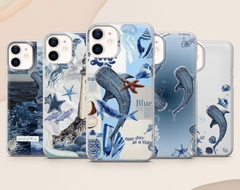 Whale Phone Case Blue Aesthetic Sea Ocean Turtle Cover for Google Pixel 9A, 9Pro XL, 8A, 8Pro Samsung S25, S24, S23, A56 iPhone 17, 16, 15