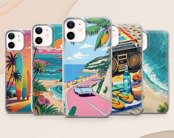 Summer Coastal Phone case Beach Aesthetic for iPhone 17, 16E, 15, 14, 13, 12 Samsung S25, S24Fe, S23, A56, A15 Pixel 9A, 9Pro XL, 8A, 8Pro