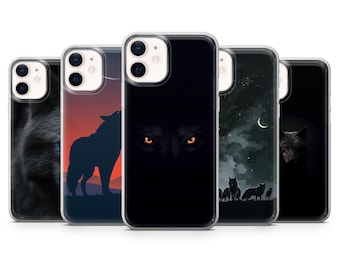 Dark Wolf Phone Case Moonlight Forest Mystic for iPhone 17, 16E, 15, 14, 13, 12 Samsung S25, S24Fe, S23, A56, A15 Pixel 9A, 9Pro XL, 8Pro