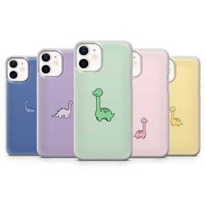 Kawaii Pastel Dinosaur Phone Case: Clear Glitter Gel Cover