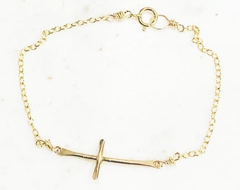 Faithful One Gold Cross Bracelet