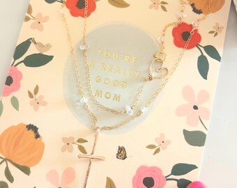 New Layering Set Cross And Heart Gold