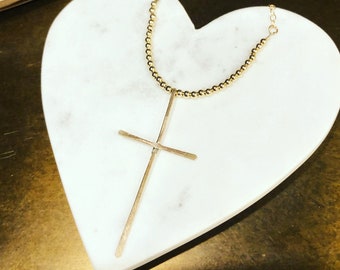 Faithful One Hand Forged Cross In Gold