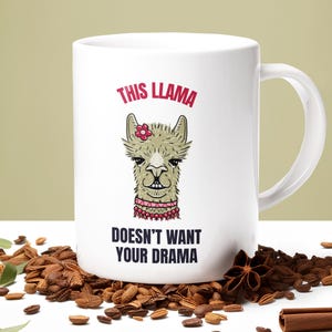 Llama Drama Coffee Mug: Funny Office Humor, Quirky Kitchen Decor