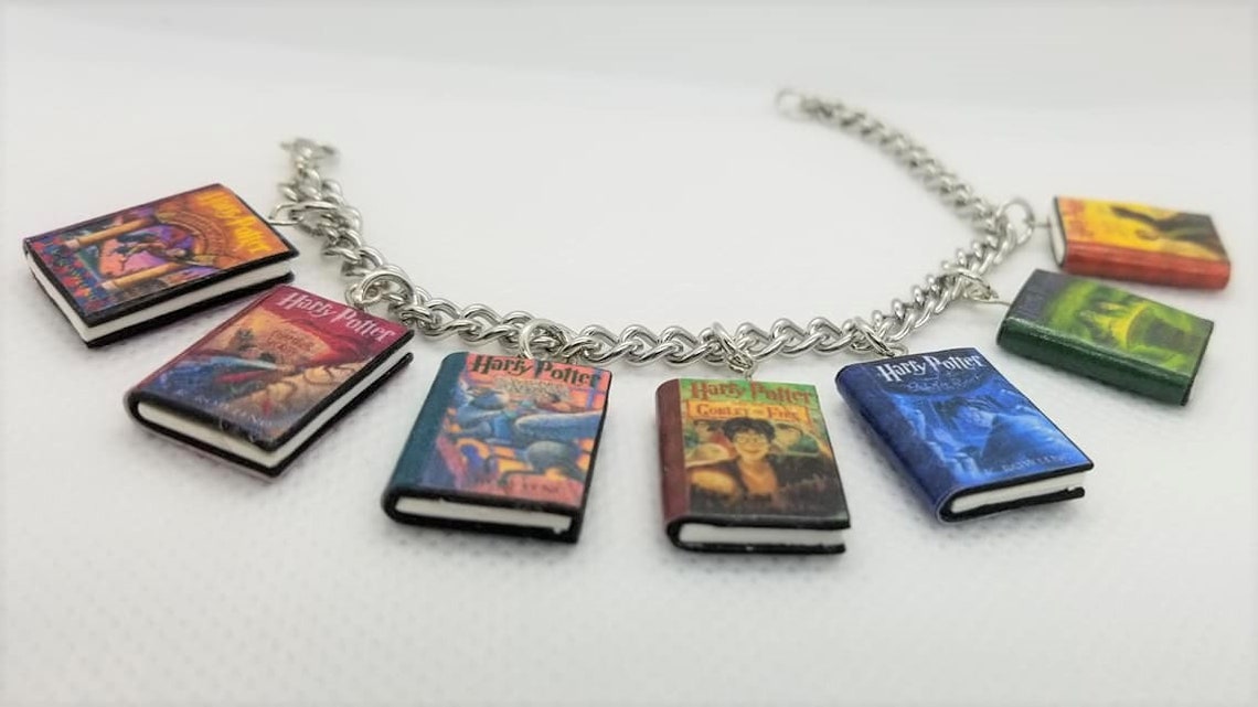 Books Charm Bracelet Etsy