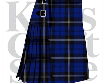 Clan Ramsay Blue Modern Tartan Kilt - Scottish 8 Yard - Made to Measure