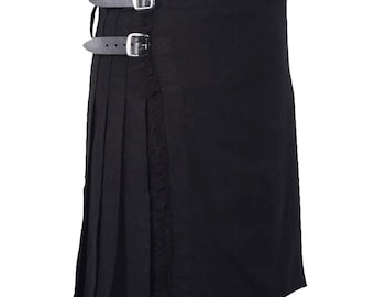 Clan Solid Black Tartan Kilt - Acryl Schottischer Kilt