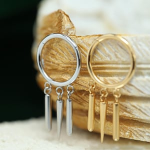 Nose Ring 16G Pendant Hoop Gold Silver Conch Rook Daith Helix Tragus Piercing Jewelry Surgical Steel Cartilage Earring Conch Hoop Earring