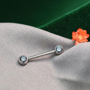 Colorful Round Cz Classic 14G Titanium Nipple Rings Barbell Bridge Sexy Body Jewelry Straight Internally Threaded Piercing Tongue Rings