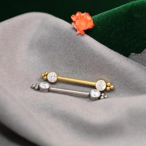 Shiny Round Cz 14G Titanium Nipple Rings Barbell Bridge Piercing Jewelry Straight Nipple Bar Internally Threaded Body Piercing Tongue Rings