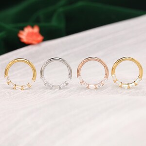 Rectangular CZ Bridge Layer  Nose Ring 16G Gold Silver Nose Hoop Minimalist Nose Jewelry Surgical Steel Cartilage Earring Body Jewelry