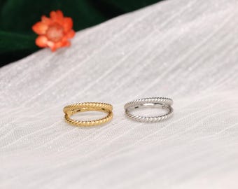 Verdrehte Doppel 16G Gold Silber Nase Hoop Minimalist Nase Piercing Schmuck Chirurgenstahl Knorpel Ohrring Fake Piercing Körperschmuck