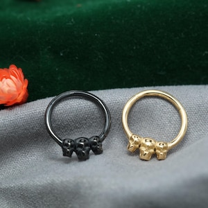 Nose Ring 16G Skeleton Shape Hoop Conch Rook Daith Helix Tragus Piercing Jewelry Surgical Steel Hinged Clicker Hoop Nose Ring Earring