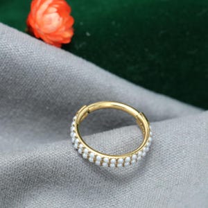 Nose Ring 16G Double Pearl Hoop Conch Rook Daith Tragus Piercing Jewelry Surgical Steel Cartilage Earring Conch Hoop Earring Helix Piercing