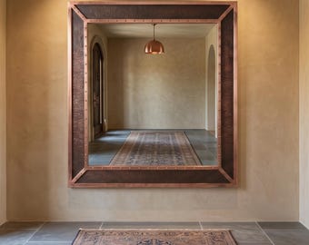Handmade Rustic Copper Mirror, Oil Rubbed Copper Wall Mirror, Vintage Bathroom Vanity Mirror, Farmhouse Decor