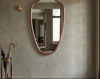 Handmade Organic Copper Mirror, Irregular Copper Wall Mirror, Modern Bathroom Vanity Mirror, Asymmetrical Mirror, Custom Decor