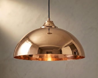 Handmade Copper Pendant Light golden rose finish  Moroccan  copper Dome Lamp smooth finish