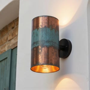 Handmade Copper Wall Sconce: Vintage Patina Cone Light