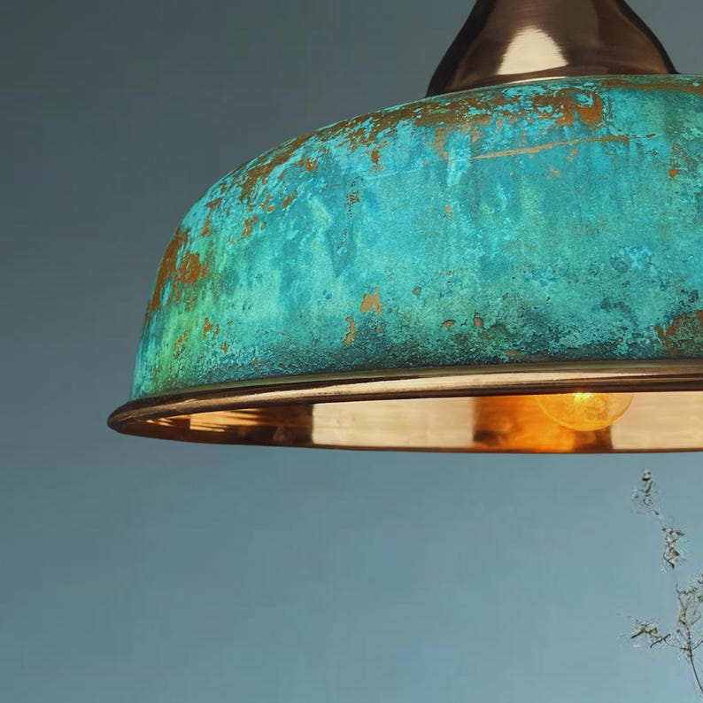 oxidized copper pendant light, green patina dome light, handmade copper lamp, rustic ceiling fixture, industrial kitchen lighting, artisan copper hanging light, vintage patina light, green dome pendant, moroccan ceiling light, hammered copper light fixture, farmhouse lighting, modern rustic pendant, kitchen island light fixture, custom handmade lighting, boho style pendant lamp, unique statement light, patina copper decor, handcrafted green light fixture, eco chic lighting, artisan dome pendant