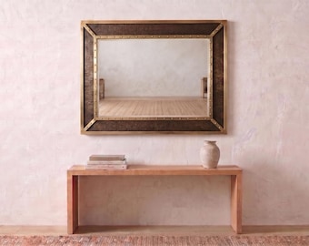 Rustic Oil Rubbed Brass Mirror, Handmade Antique Brass Wall Mirror, Vintage Vanity Mirror, Farmhouse Bathroom Mirror