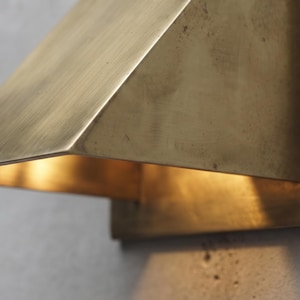 Brass Wall Sconce, Modern Triangle Wedge Wall Light, Solid Brass Indoor Outdoor Sconce, Geometric Entryway Hallway Wall Lamp Fixture image 2