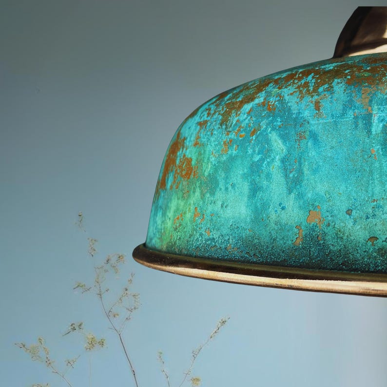 oxidized copper pendant light, green patina dome light, handmade copper lamp, rustic ceiling fixture, industrial kitchen lighting, artisan copper hanging light, vintage patina light, green dome pendant, moroccan ceiling light, hammered copper light fixture, farmhouse lighting, modern rustic pendant, kitchen island light fixture, custom handmade lighting, boho style pendant lamp, unique statement light, patina copper decor, handcrafted green light fixture, eco chic lighting, artisan dome pendant