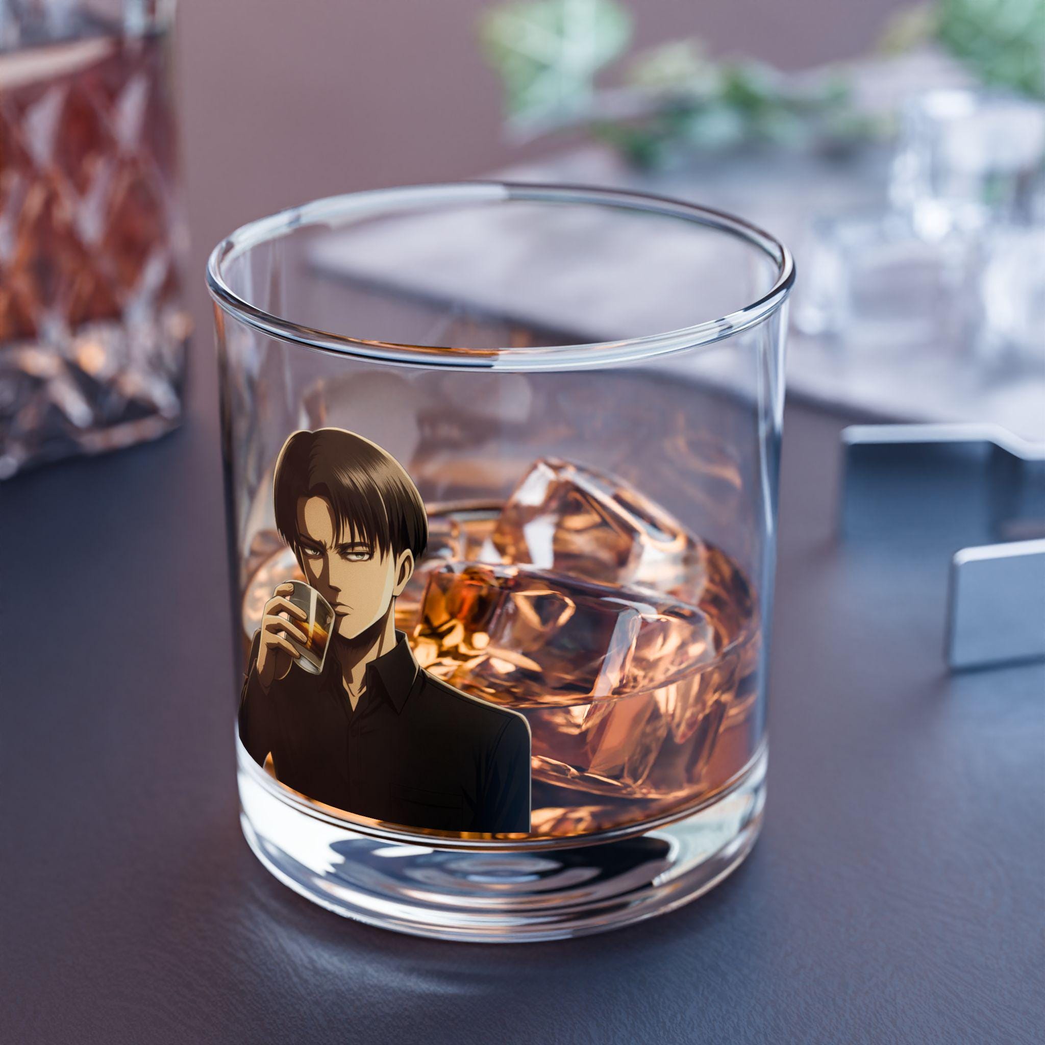 Levi Ackerman Attack on Titan Anime Character Drinking Whiskey