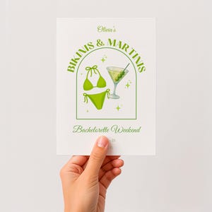 Invitación de despedida de soltera en bikini y martinis • Plantilla editable de Canva • Invitación para viaje a la playa • Descarga digital • Fin de semana de despedida de soltera