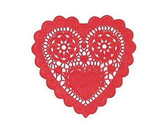 Valentines Day Red Heart Doilies Table Decoration pack of 12
