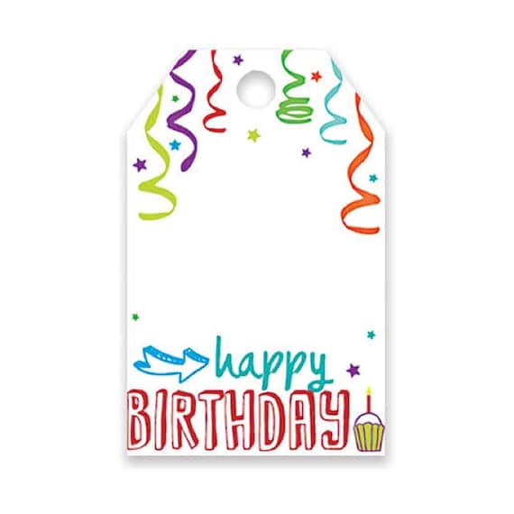 Happy Birthday Printed Gift Tags 2 1/4in. x 3 1/2in. Etsy