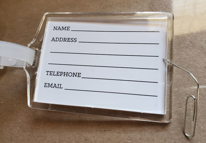 Blank Acrylic Luggage Tag 3.75in. X 2.75in. Available in Etsy