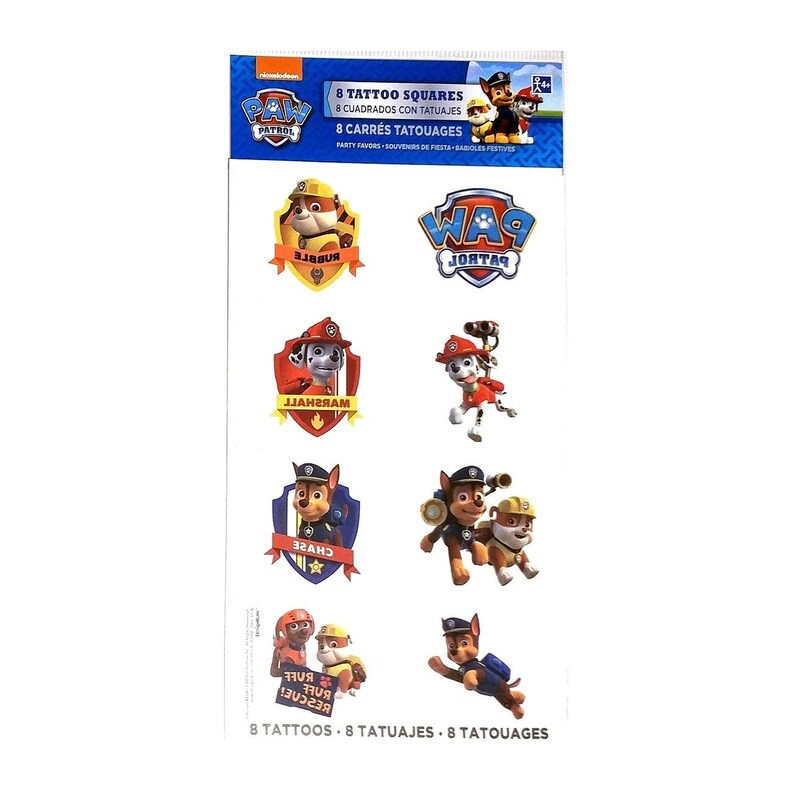 Paw Patrol Temporary Tattoos 8 Tattoos per Pack Available - Etsy