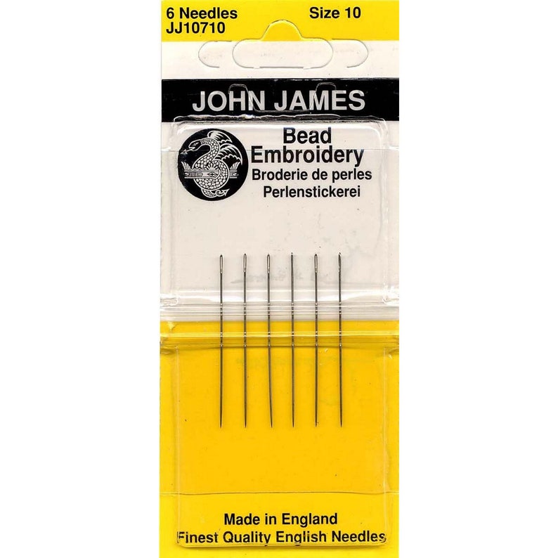 Sharp Point John James Short Length Size 10-6 Count Bead Embroidery Hand Needles