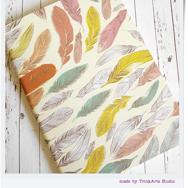 Pastel Colored Feathers Small Paper Covered Notebook