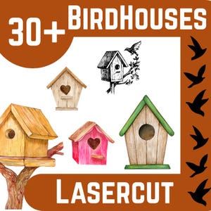 30+ Birdhouses Laser Cut Bundle | Digital Download | Birdhouse SVG | Laser Cut Files with Tags | DIY Wood Projects | CNC & Glowforge Ready
