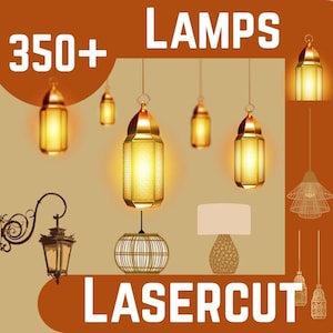 Laser Cut Wooden Lamp Bundle , 300 Lamp Templates for Glowforge, CNC & Cricut | Dxf, Cdr, Ai, Pdf, Svg Files for Creative Projects