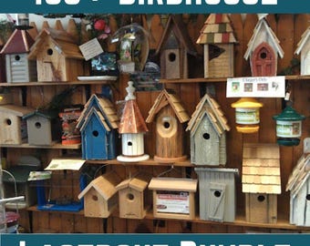 Wooden birdhouse 100 bundle laser cut svg file Glowforge bird nest svg cricut Birdhouse dxf cnc vector pattern Bird feeder laser file