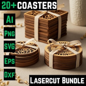 Wooden coasters holder 4 bundle laser cut svg file Glowforge sheep coasters holder set svg cricut Coasters dxf cnc Coasters holder template