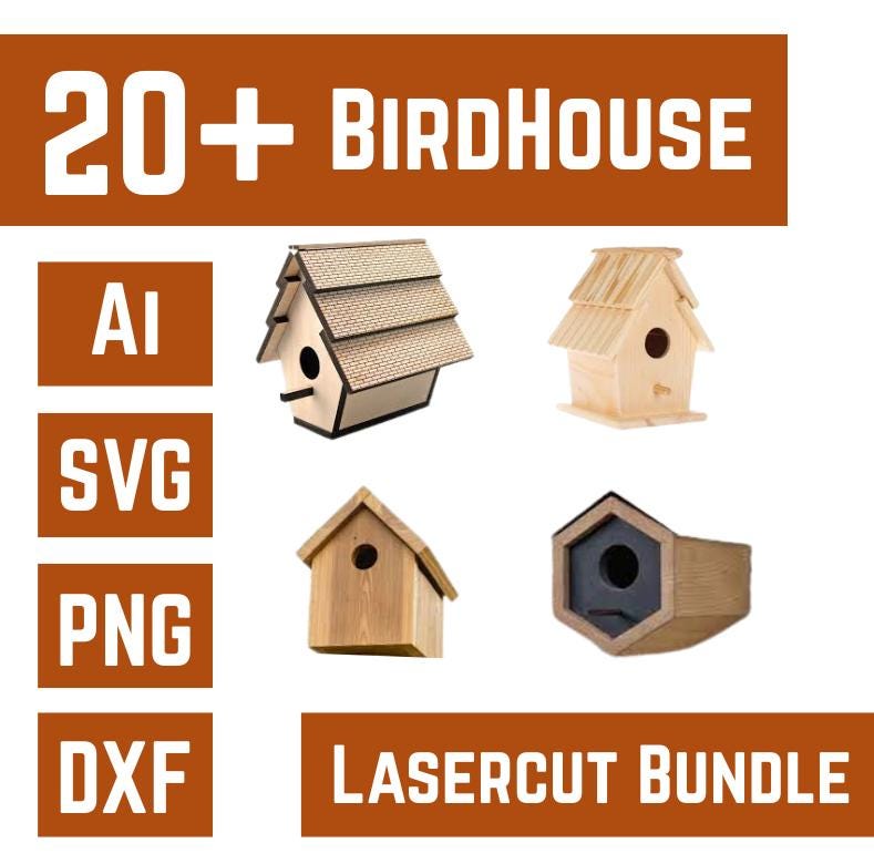 20+ Birdhouses Laser Cut Bundle | Digital Download | Birdhouse SVG | Laser Cut Files with Tags | DIY Wood Projects | CNC & Glowforge Ready