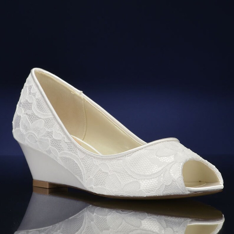 Lace Wedge Wedding Shoes Dyeable Wedding Shoe Lace Wedding Etsy