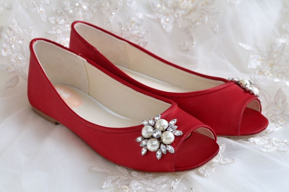 flat peep toe wedding shoes