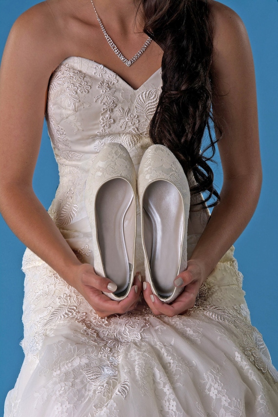 Bridal Wedding Flat Lace Comfort Shoes Free Custom Etsy